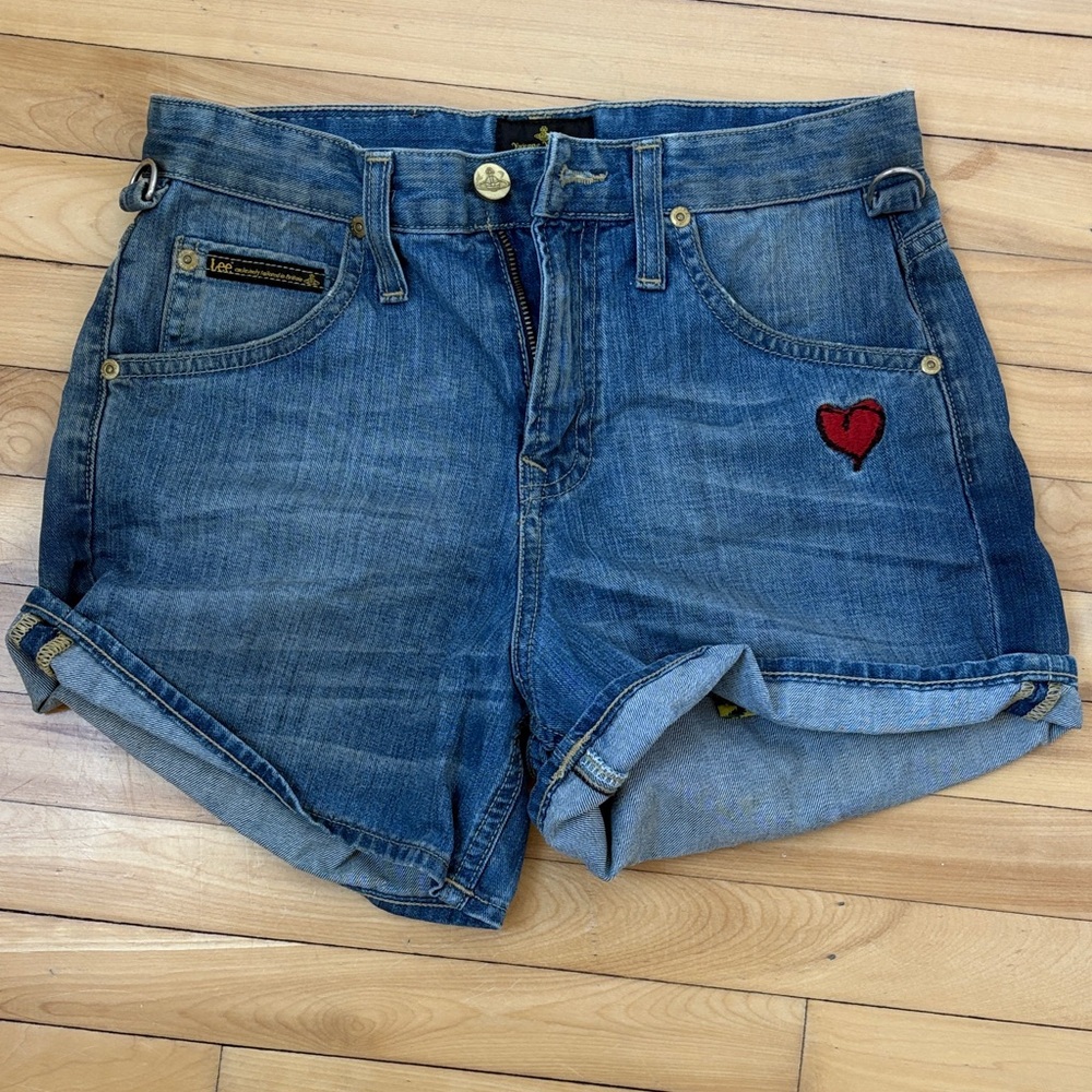 Vivienne Westwood Blue Denim Shorts with Heart Detail